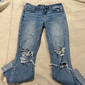 womens AE skinny ripped jeans